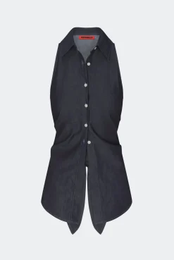 Lochloch sleeveless chambray button up