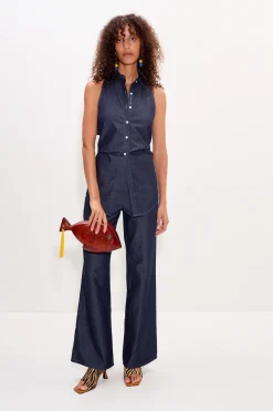 Lochloch sleeveless chambray button up