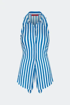 Lochloch striped sleeveless poplin button up