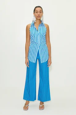 Lochloch striped sleeveless poplin button up