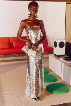 Sculptysculpty strapless sequin dress